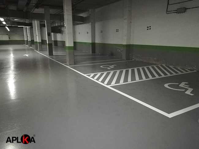 Pintura de suelos de garajes y parking en Sevilla. Grupo ATVI